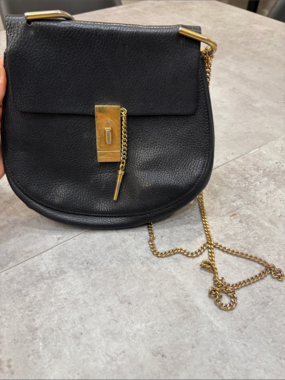 Chloe Black Leather Saddle Bag with Gold Hardware - Picture 2 of 2